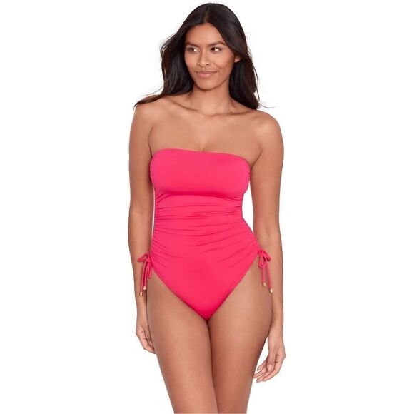Lauren Ralph Lauren. Beach Club Solids Ruched Strapless One Piece NEW NWT - Picture 1 of 11
